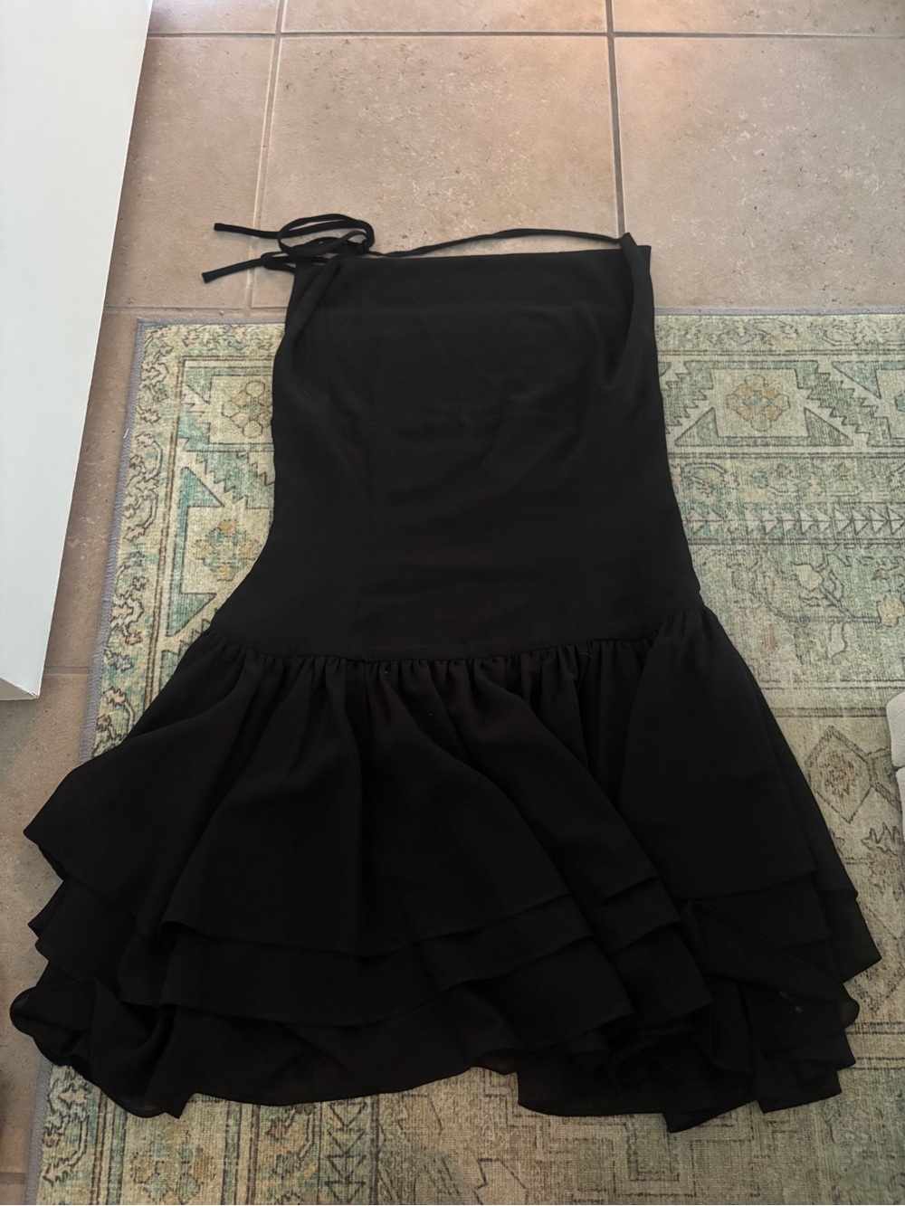 Meshki Black Halter Cowl Mini Dress - Picture 2 of 3